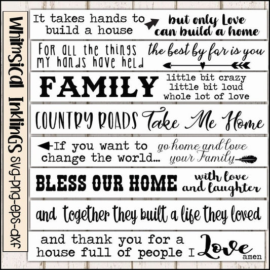 My Family Sign Bundle SVG Cutter Files for use with Cricut, Silhouette, and other Vinyl Cutting Machines, Commercial Use Allowed