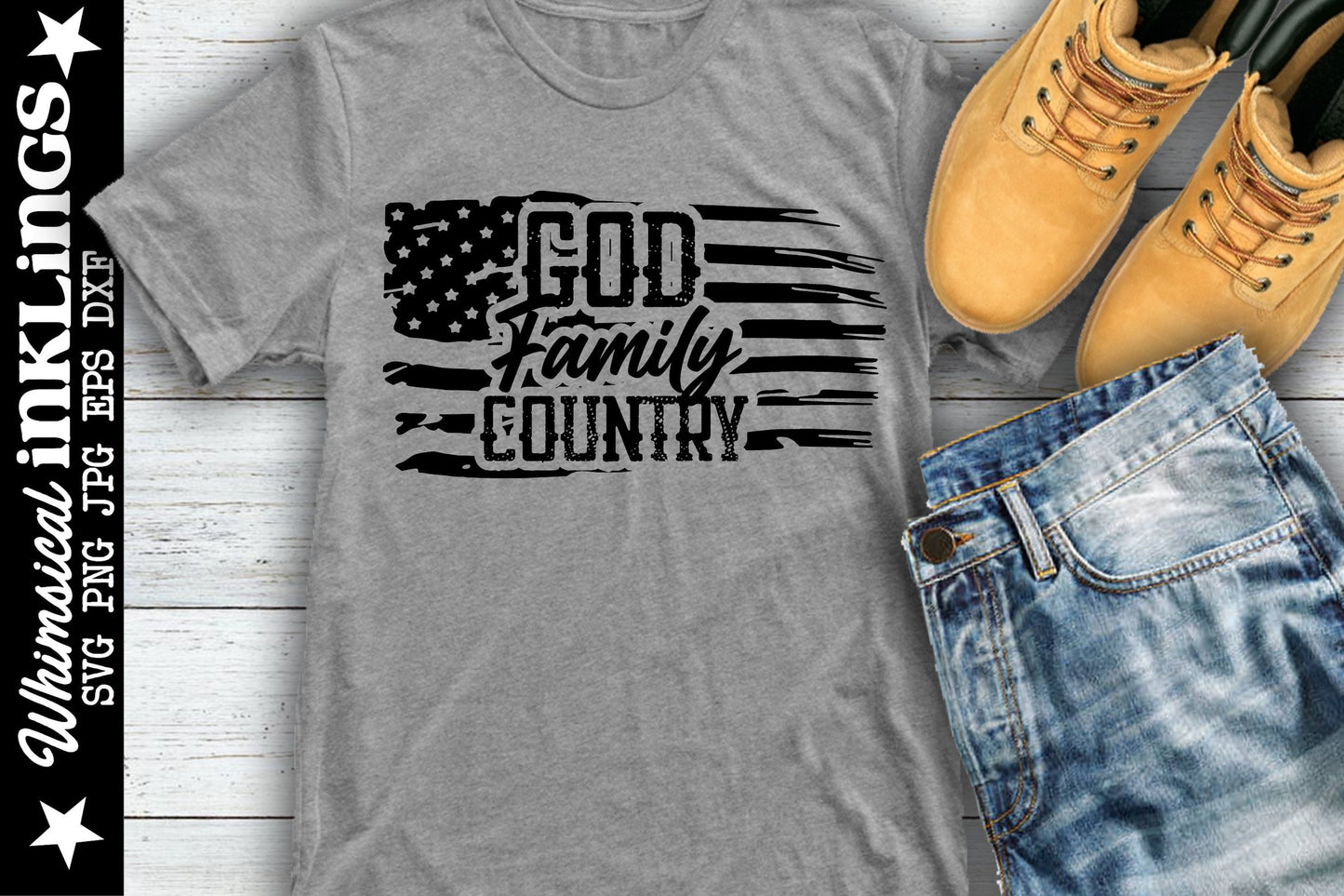God Family Country SVG Cutter File for use with Cricut, Silhouette, and other Vinyl Cutting Machines, Commercial Use OK