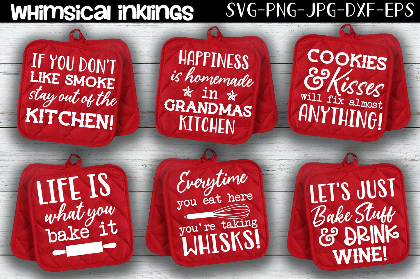 Lets Just Bake Stuff-Potholder SVG Set Cutter Files for use with Cricut, Silhouette, Commercial Use Allowed
