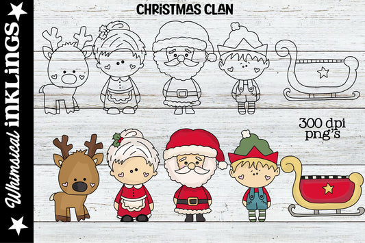 Christmas Clan Clipart - Sublimation Clipart and Digi Stamps