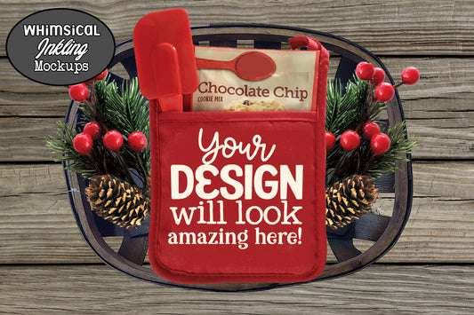 Country Christmas Pot Holder Mock Up - Commercial Use Allowed