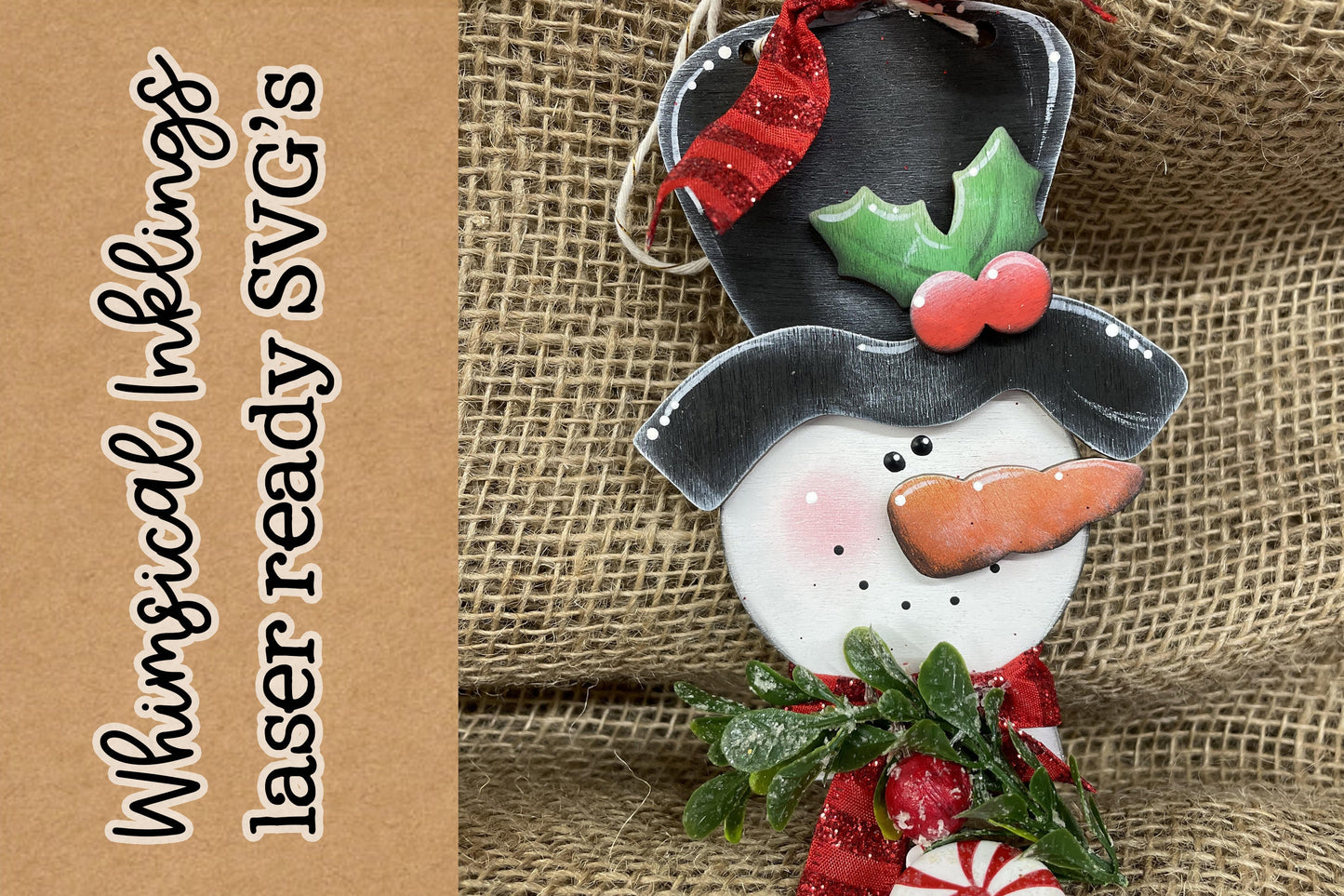 Holly Hat Snowman Ornament SVG| Laser Cut Snowman Ornament| Glow Forge| Ornament SVG