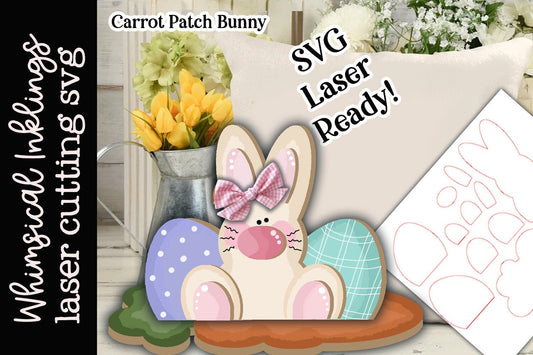 Carrot Patch Bunny Laser SVG |Laser Ready Easter Rabbit| Glow Forge Easter|