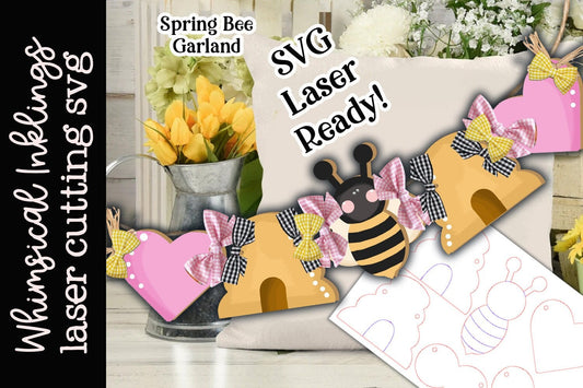 Spring Bee Garland-Banner SVG |Laser Ready Easter Rabbit| Glow Forge Easter|