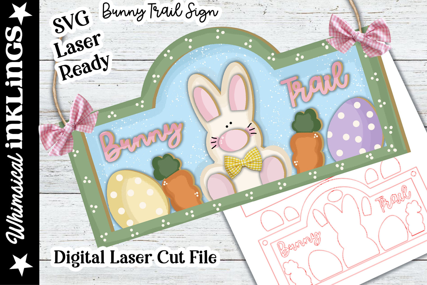Bunny Trail-Easter Sign SVG |Laser Ready Easter Sign| Glow Forge Easter|