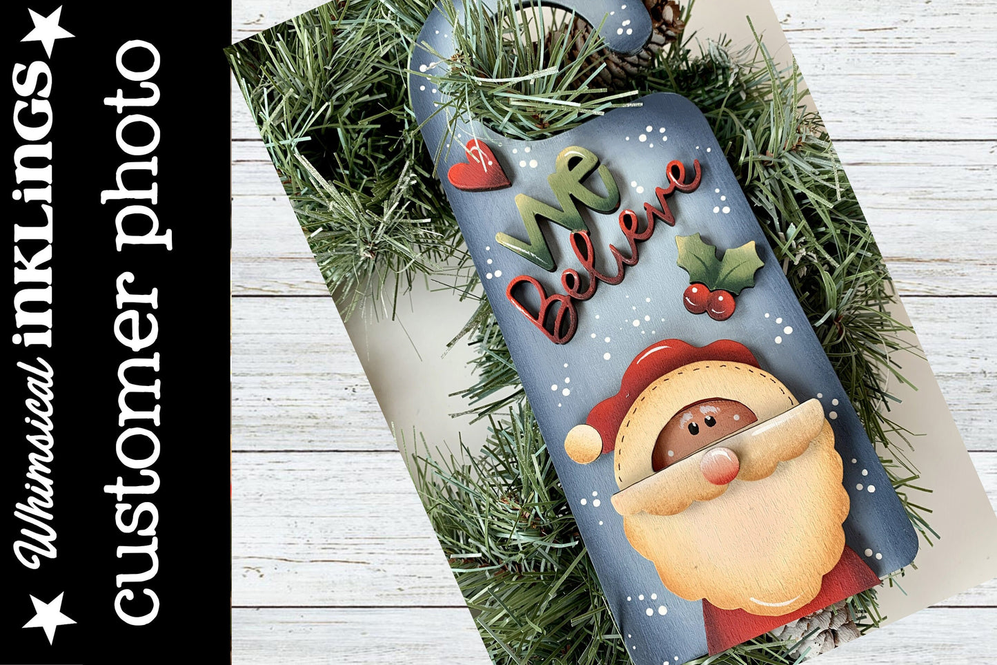 We Believe Santa Claus Doorknob Hanger SVG| Laser Cut Santa| Glow forge| Christmas SVG