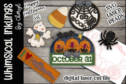 Happy Halloween SVG Set| Halloween SVG| Laser Cut Halloween| Glow forge| Halloween Tiered Tray SVG|