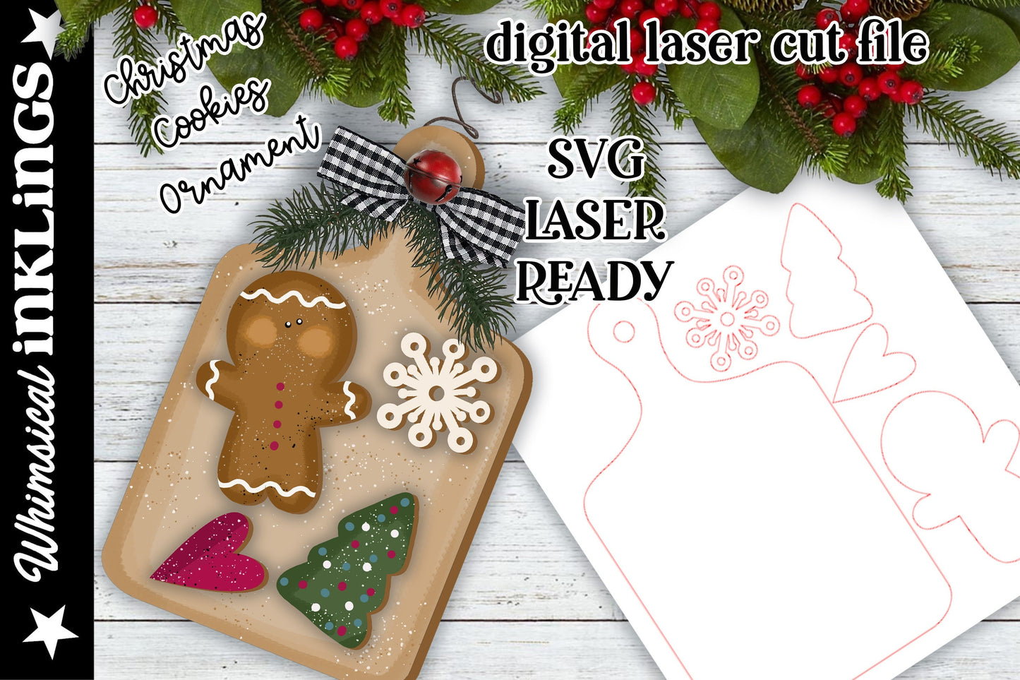 Christmas Cookie Ornament SVG| Christmas SVG| Laser Cut Christmas Gingerbread| Glow forge| Ornament SVG