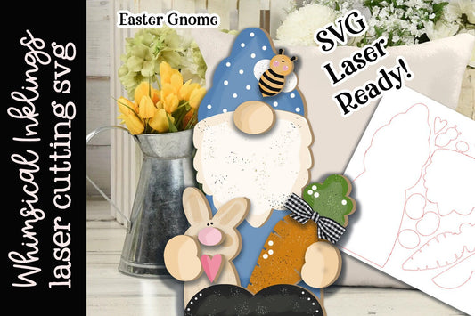 Easter Gnome SVG |Laser Ready Easter Gnome| Glow Forge Easter| Spring Gnome SVG
