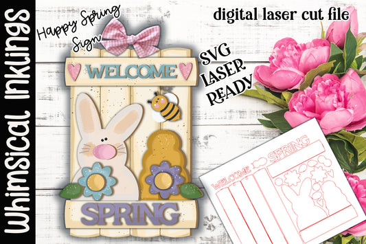 Welcome Spring-Easter Sign SVG |Laser Ready Easter Sign| Glow Forge Easter| Spring SVG