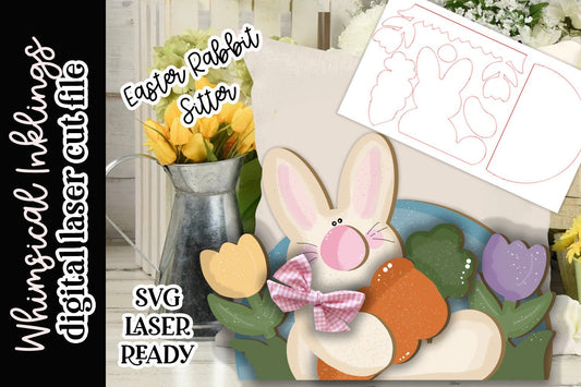 Easter Rabbit Sitter Laser SVG |Laser Ready Easter Rabbit| Glow Forge Easter|