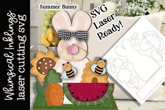 Summer Bunny Sitter Laser SVG |Laser Ready Rabbit| Glow Forge Easter Bunny|
