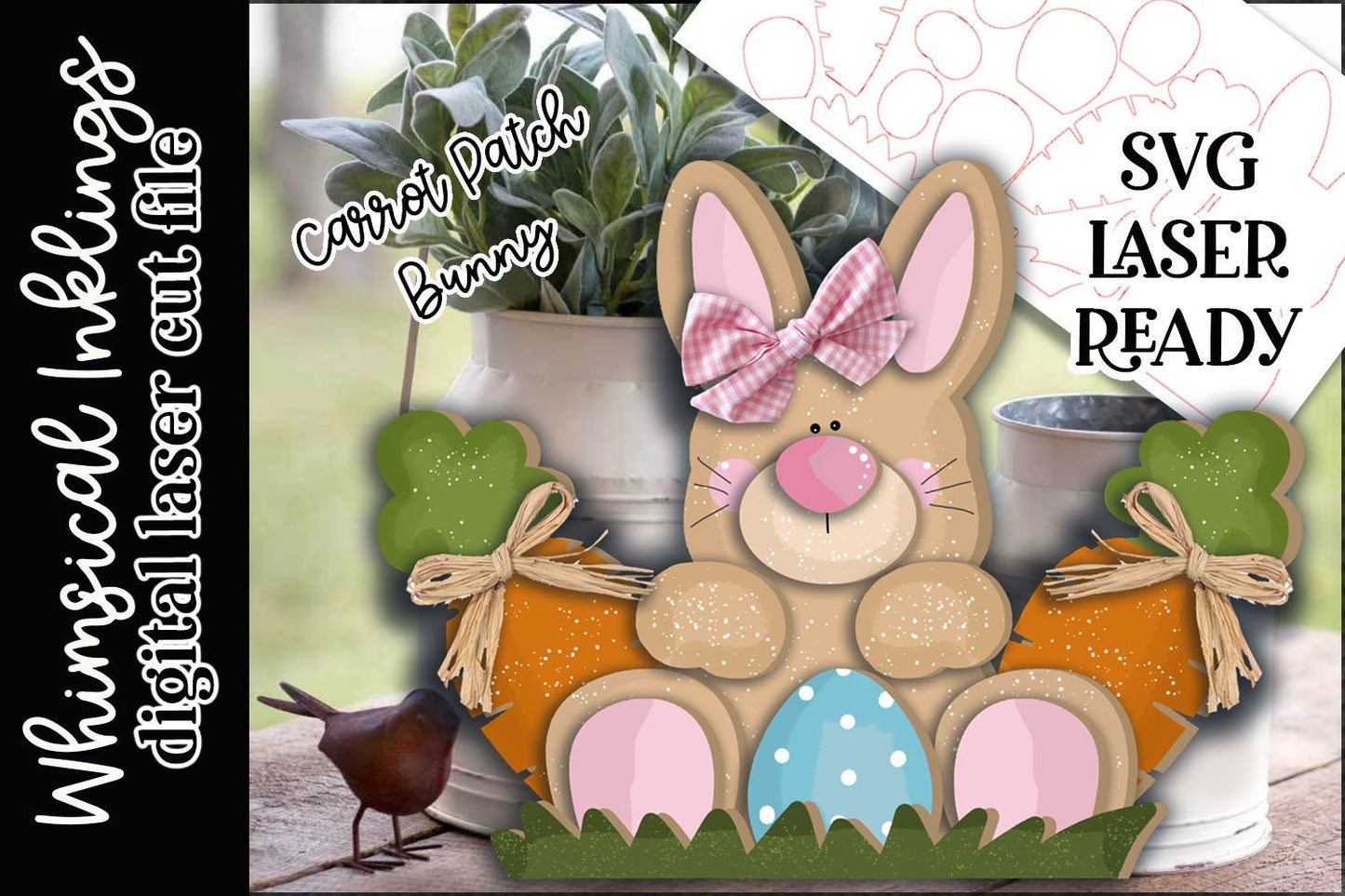 Carrot Patch Bunny Easter Laser SVG |Laser Ready Easter Rabbit| Glow Forge Easter|