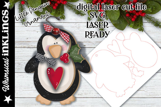 Little Penguin Ornament SVG| Laser Cut Penguin Ornament| Glow forge| Penguin Laser SVG