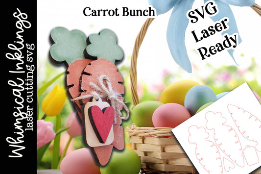 Carrot Bunch Easter SVG |Laser Ready Easter Rabbit| Glow Forge Easter|