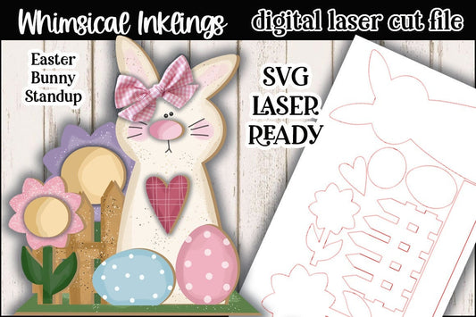 Easter Bunny Standup Laser SVG |Laser Ready Easter Rabbit| Glow Forge Easter|  Easter Tiered Tray