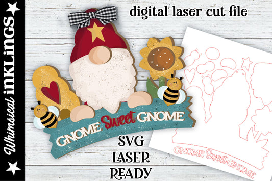 Gnome Sweet Gnome SVG |Laser Ready Ea Gnome| Glow Forge Gnome| Summer Gnome SVG
