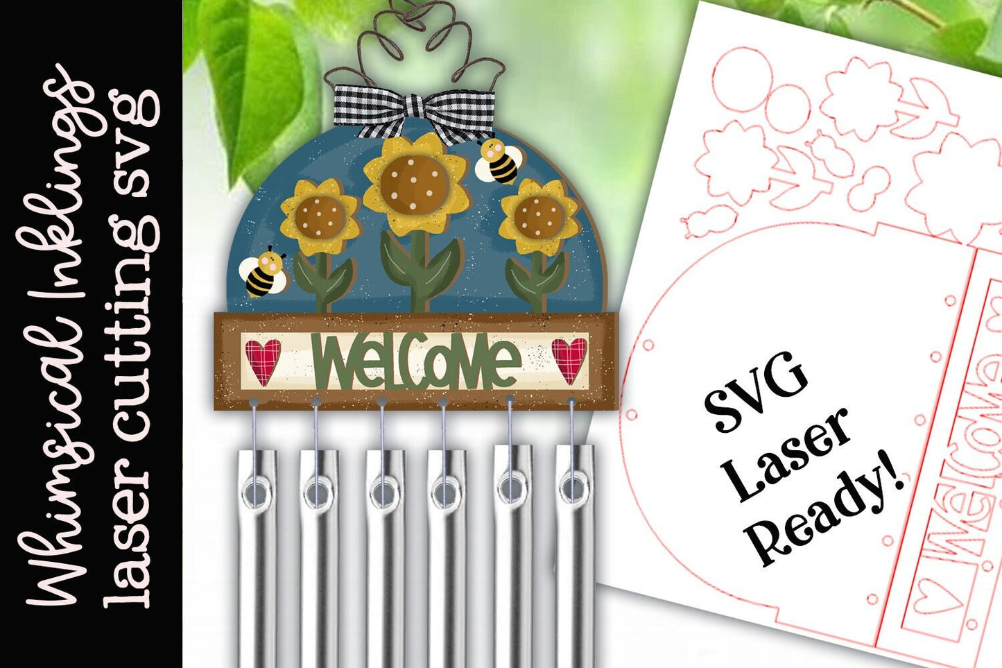 Sunflower Wind Chime SVG |Laser ReadySunflower Wind Chimes SVG| Glow Forge Sunflowers| Wind chime SVG
