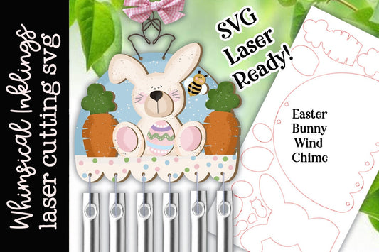 Easter Bunny Wind Chime SVG |Laser Ready Easter Sign| Glow Forge Easter| Spring SVG