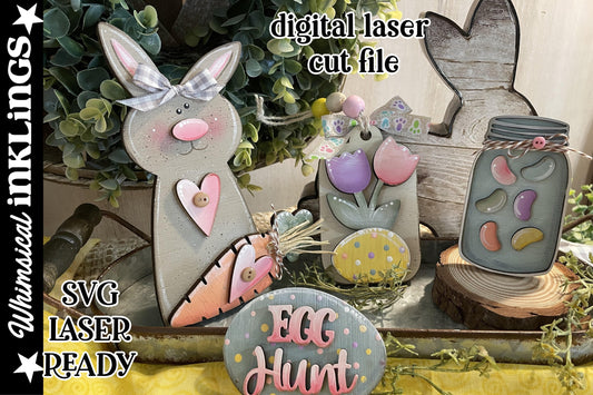 Easter Time Laser SVG Set | Glowforge Easter| Easter Tiered Tray| Easter Laser Cut File