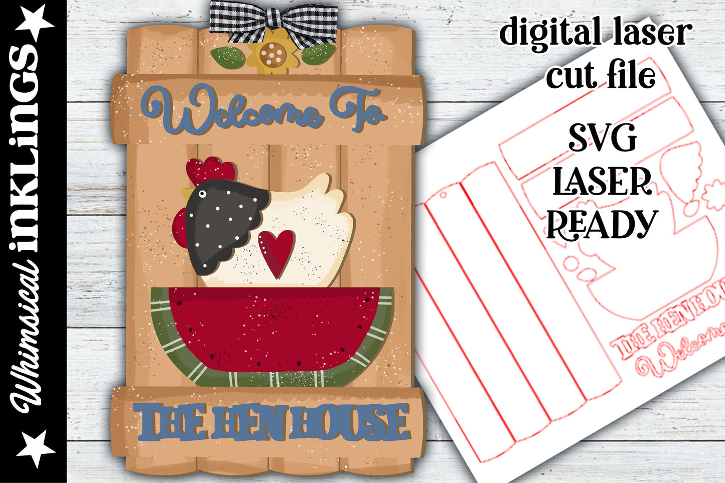 Hen house Sign -Chicken SVG| Chicken SVG| Laser Cut Chicken| Glow forge| Chicken Sign SVG|