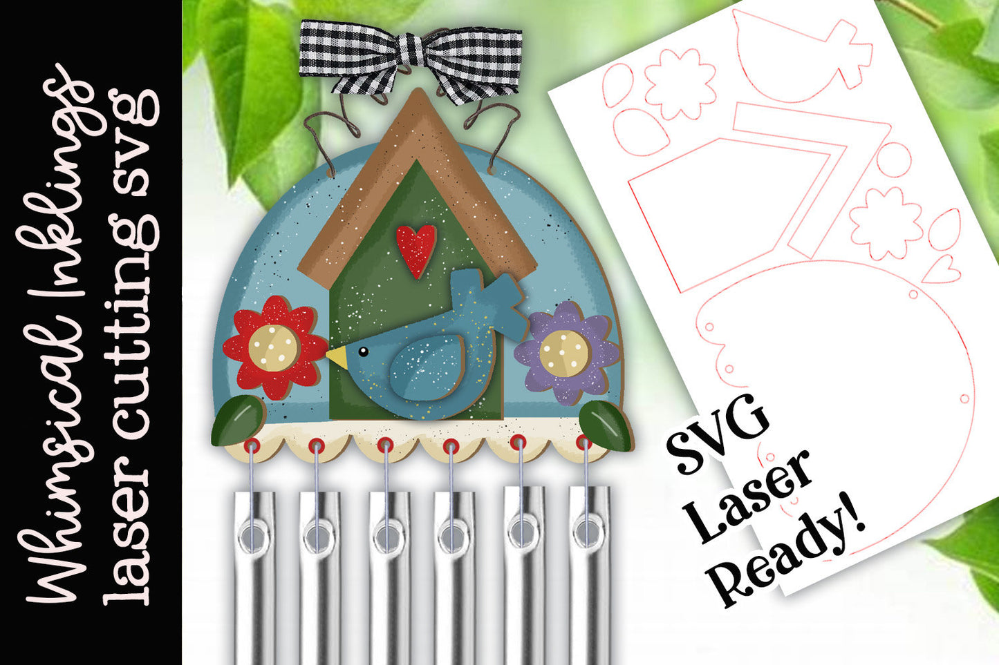 Bird House Wind Chime SVG |Laser Ready Birdhouse SVG| Glow Forge Windchime| Birdhouse SVG|Windchime