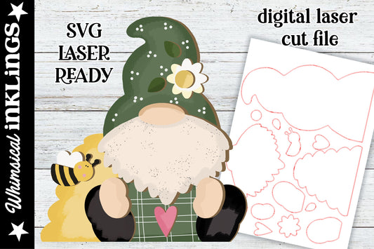 Bumble Bee Gnome SVG |Laser Ready Ea Gnome| Glow Forge Gnome| Summer Gnome SVG