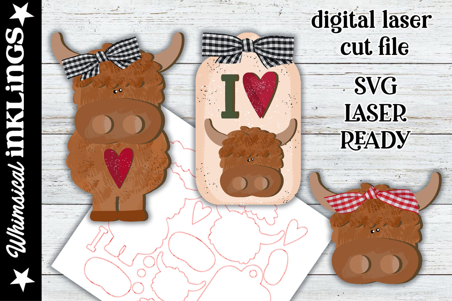 Scottish Highland Cow SVG| Cow SVG| Laser Cut Cow| Glow forge Farmhouse| Farmhouse Tiered Tray SVG|