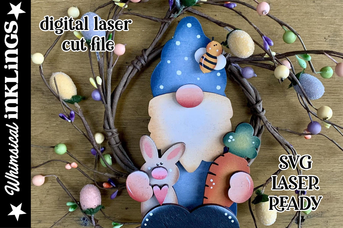 Easter Gnome SVG |Laser Ready Easter Gnome| Glow Forge Easter| Spring Gnome SVG