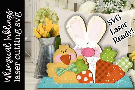 Easter Buddies Laser SVG |Laser Ready Easter Rabbit| Glow Forge Easter| Easter Tiered Tray|