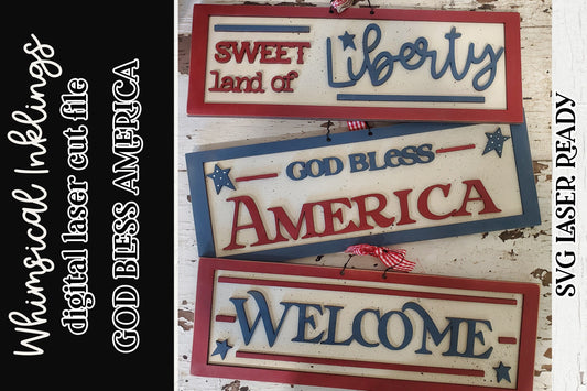 God Bless America- Patriotic Laser SVG| Patriotic  SVG| Laser Cut Americana | Glow forge| Fourth Of July  SVG