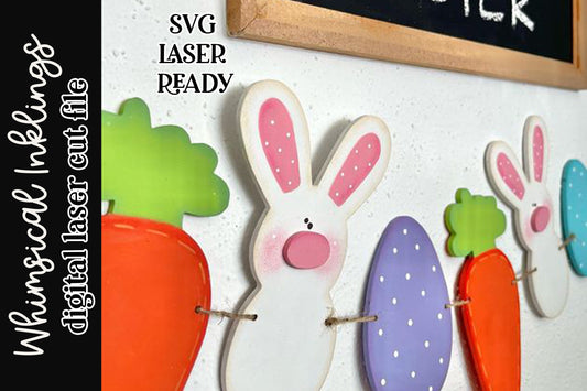 Easter Bunny Garland-Banner SVG |Laser Ready Easter Rabbit| Glow Forge Easter|