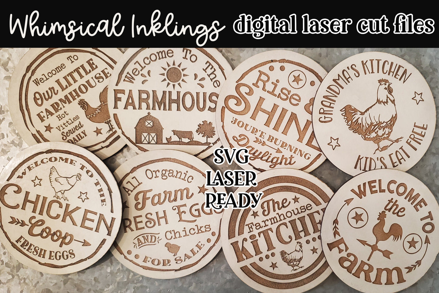 Farmhouse Magnet SVG Collection| Cow SVG| Laser Cut farmhouse| Glow forge| Magnet SVG| Chicken Magnet
