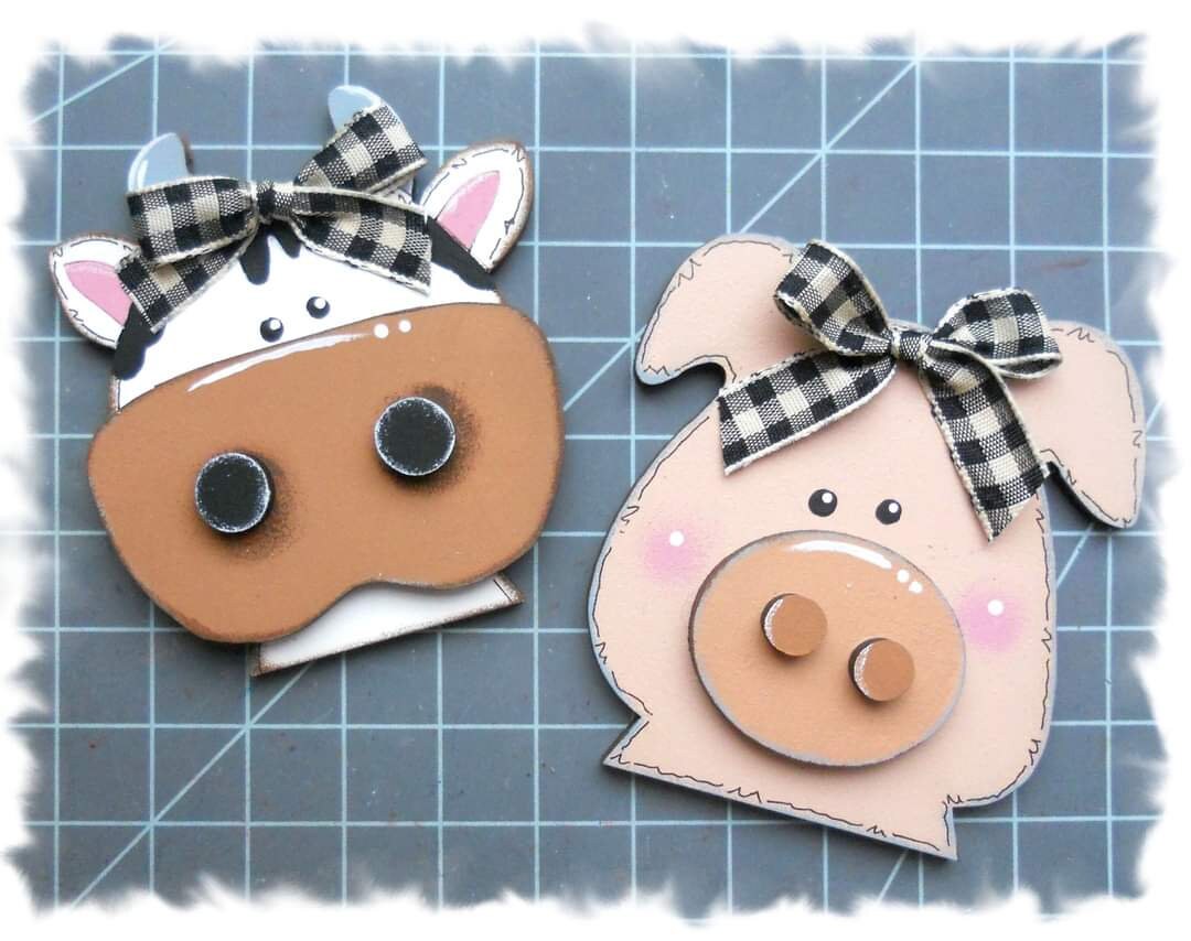 Barn Yard Cow and Pig Magnets SVG| Cow SVG| Laser Cut Pig| Glow forge| Magnet SVG|