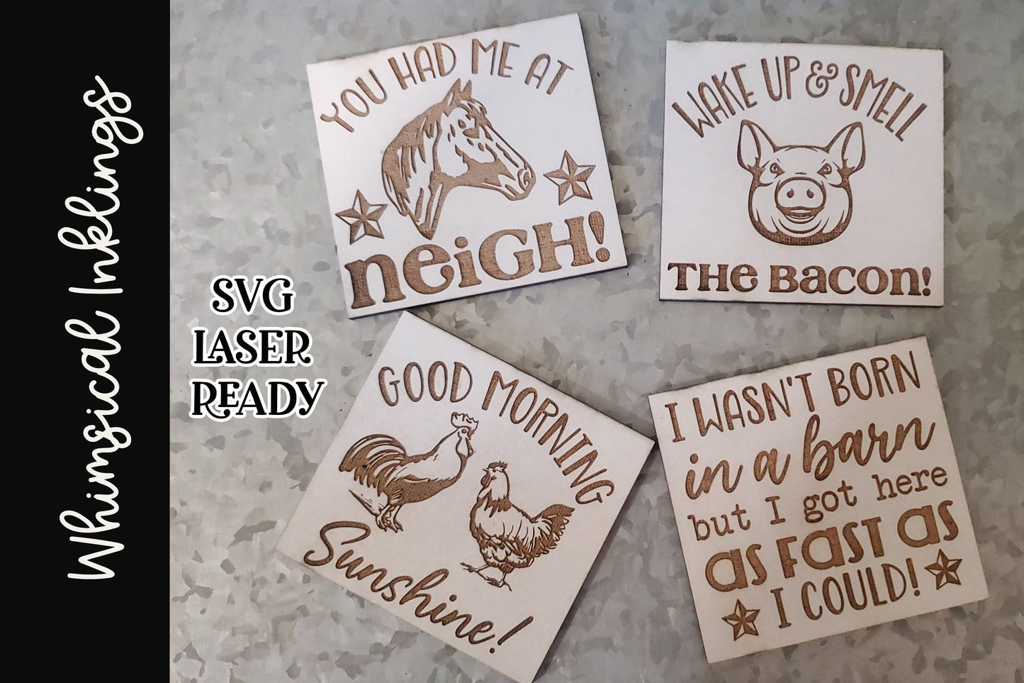 Barn Yard Magnet SVG Collection| Horse SVG| Laser Cut Magnet| Glow forge| Magnet SVG| Fridge Magnet Laser File| Pig Magnet| Horse Magnet
