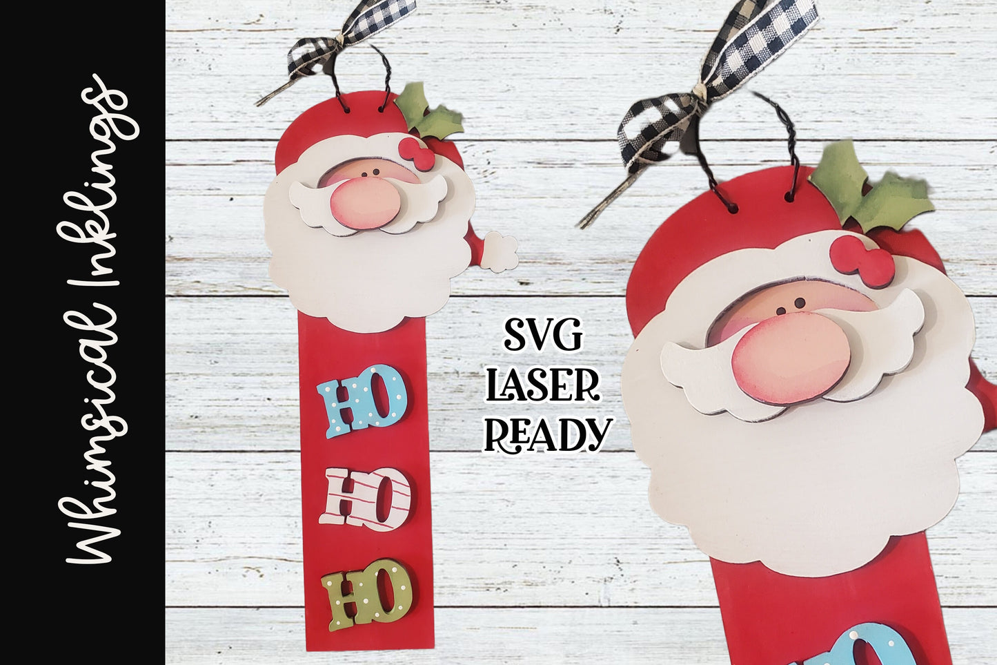 Ho Ho Ho Santa Vertical Sign SVG| Christmas SVG| Laser Cut Christmas Sign| Glow forge Christmas Sign SVG