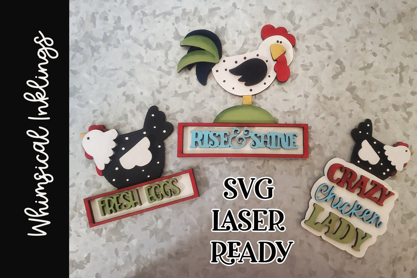 Crazy chicken lady magnet SVG Set| Chicken SVG| Laser Cut Chicken| Glow forge| Chicken Magnets SVG| Chicken Tiered Tray|