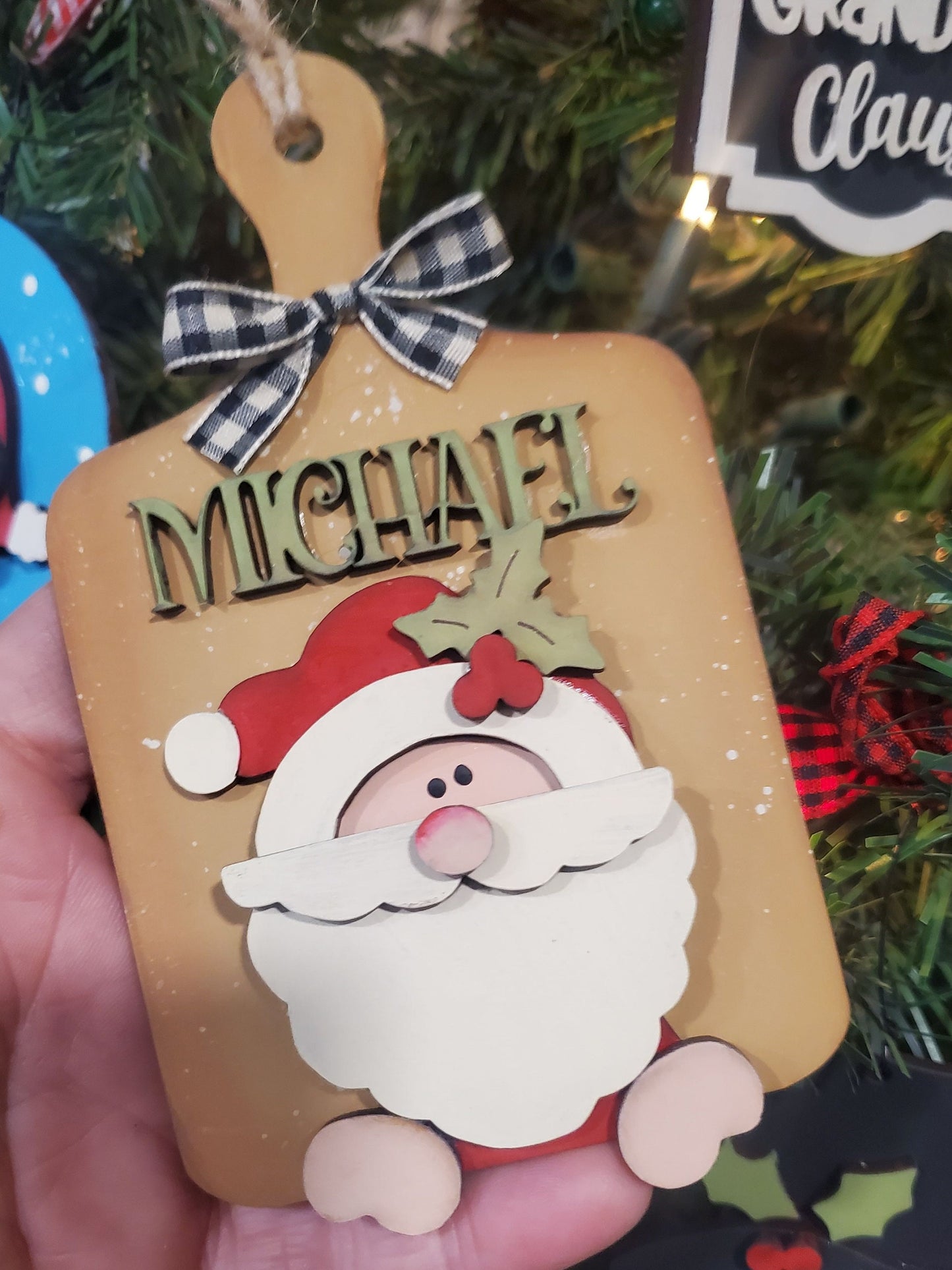 Jolly Santa Bread Board Ornament| Santa Claus SVG| Laser Cut Santa Ornament| Glow Forge| Ornament SVG