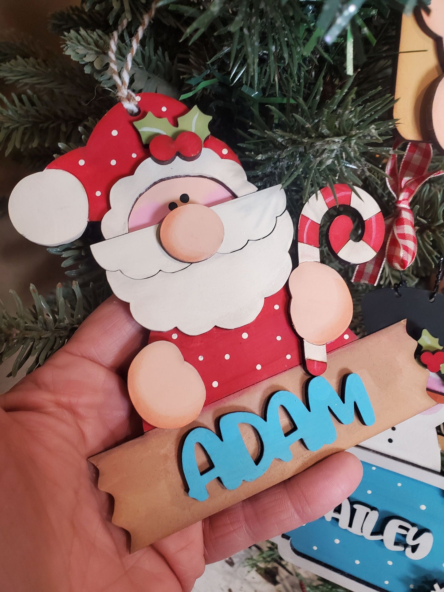 Candy Cane Santa Ornament| Santa Claus SVG| Laser Cut Santa Ornament| Glow Forge| Ornament SVG