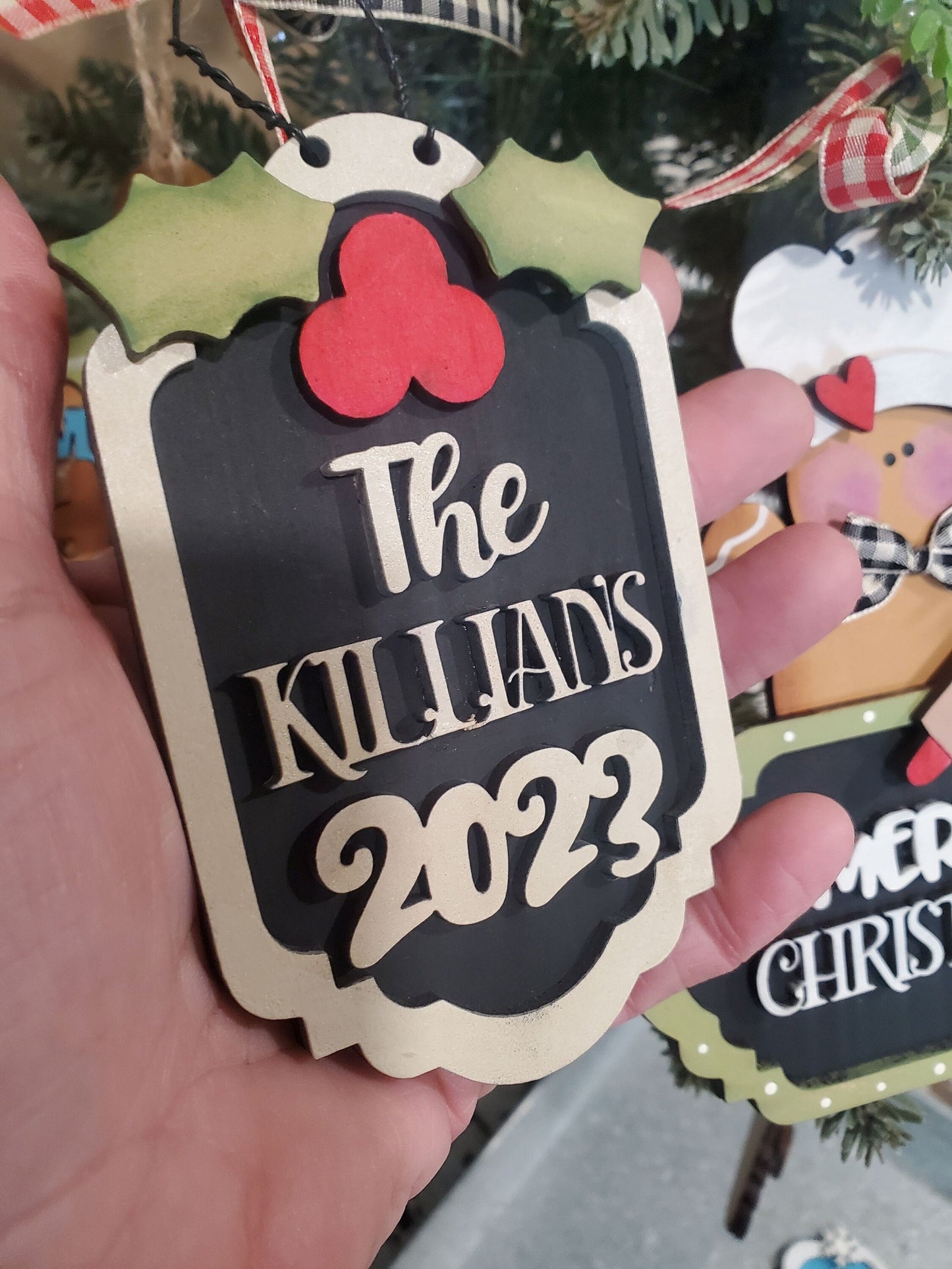 Holly Family Name Ornament SVG| Laser Cut Ornament| Glow Forge| Ornament SVG| Ornament To personalize