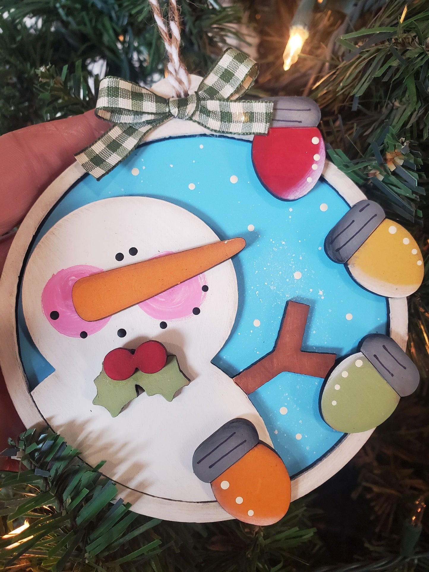 Christmas Lights Snowman Ornament SVG| Laser Cut Snowman Ornament| Glow forge| Ornament SVG