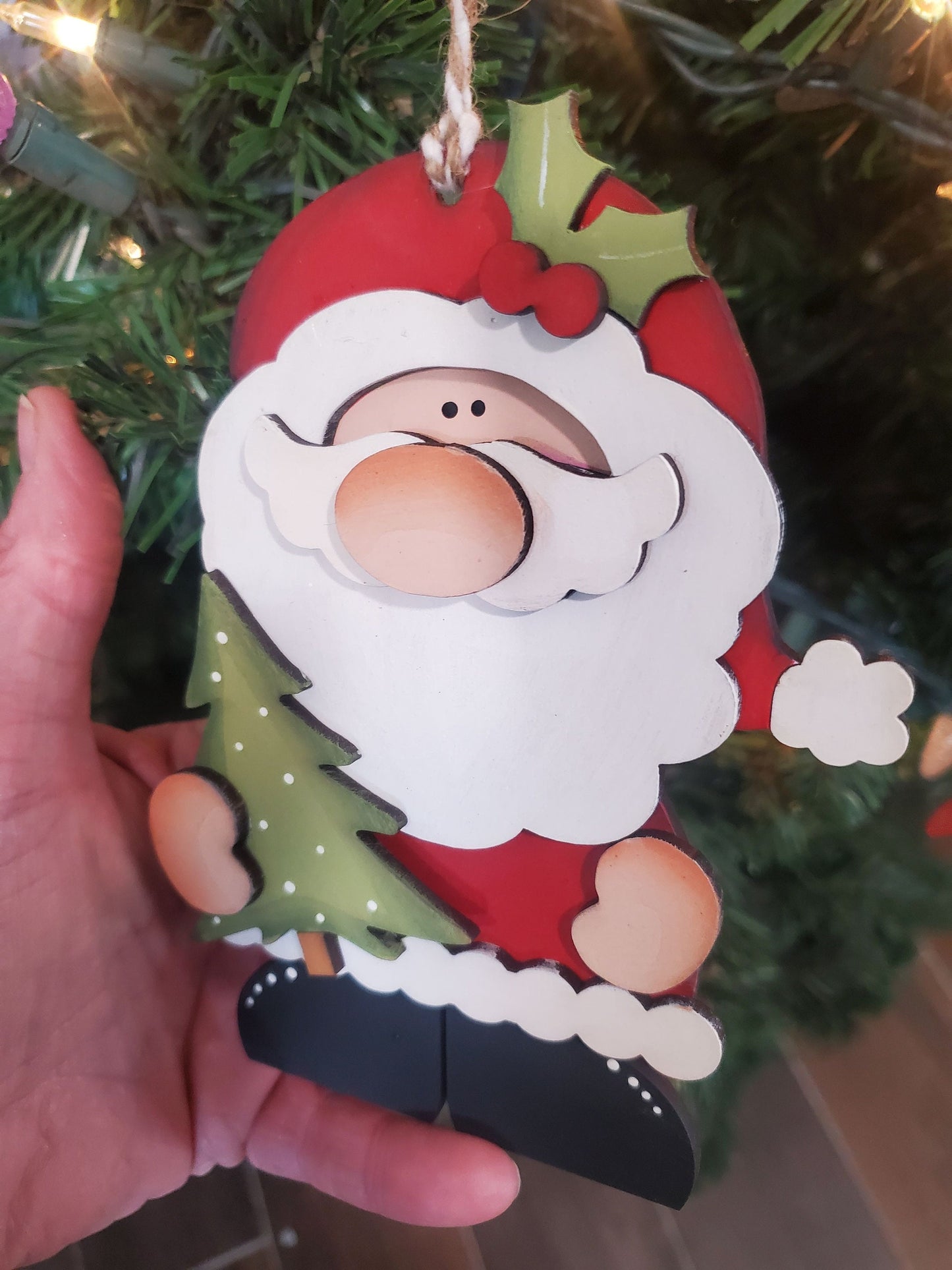 Christmas Tree Santa Ornament Laser SVG| Santa Claus SVG| Laser Cut Santa Ornament| Glow Forge| Ornament SVG