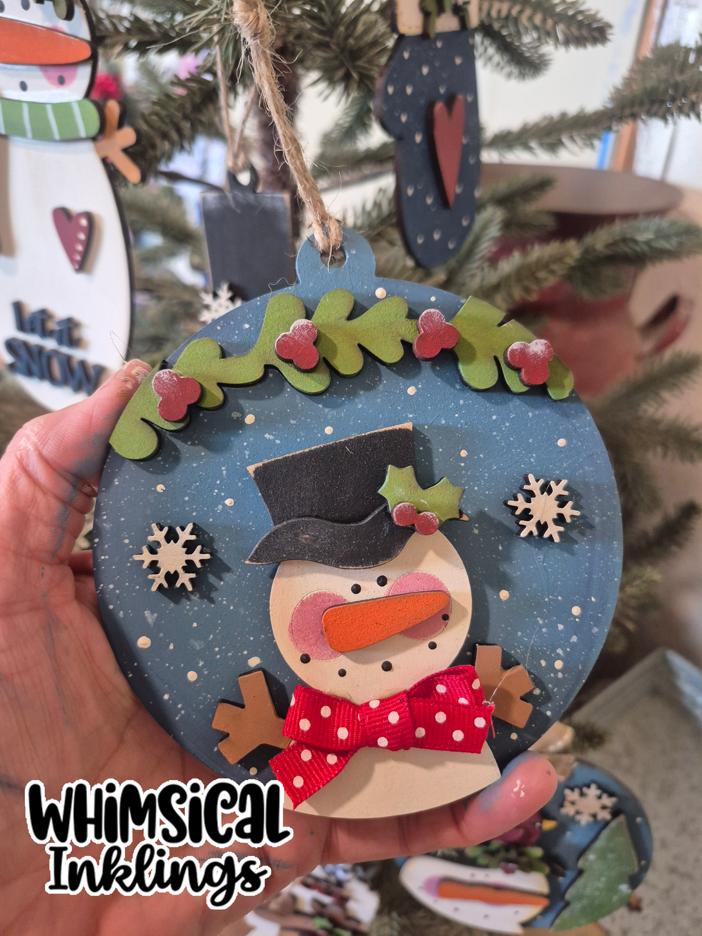 Snowflake Pals Snowman Ornament Duo Laser SVG