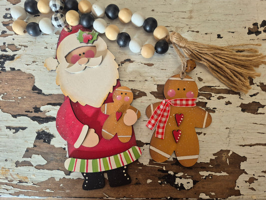 Sweet Gingerbread Santa Ornaments Wood Kit