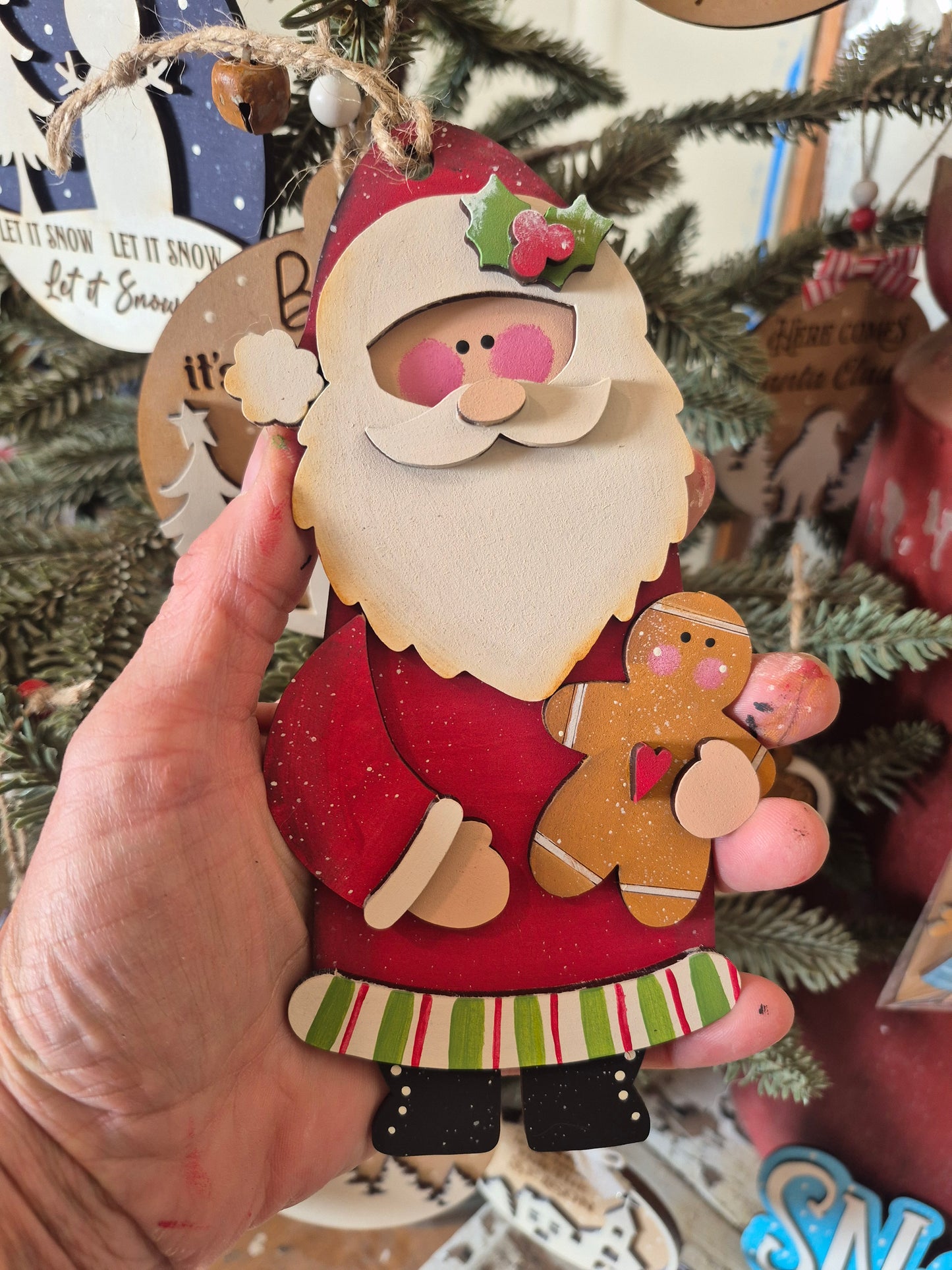 Sweet Gingerbread Santa Ornaments Laser SVG