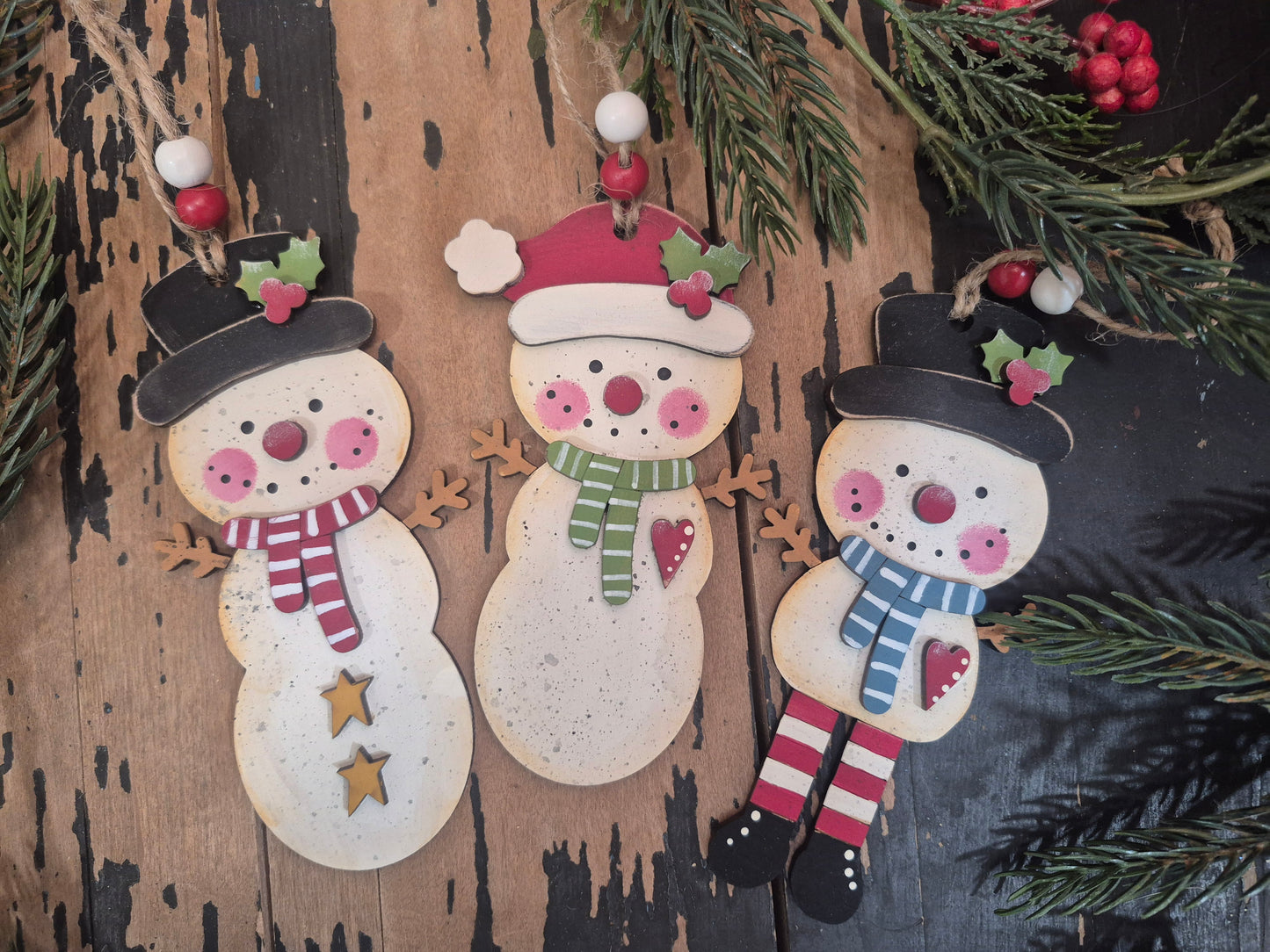Country Snowman Trio Wood Kit