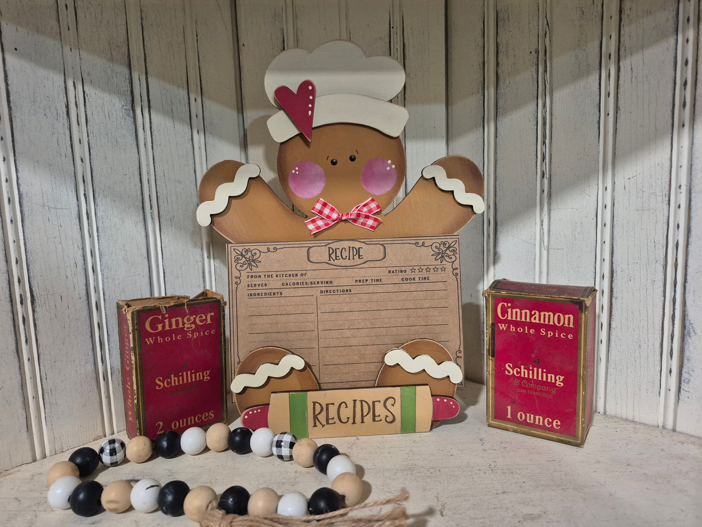 Gingerbread Recipe Card Holder DIY Wood Kit