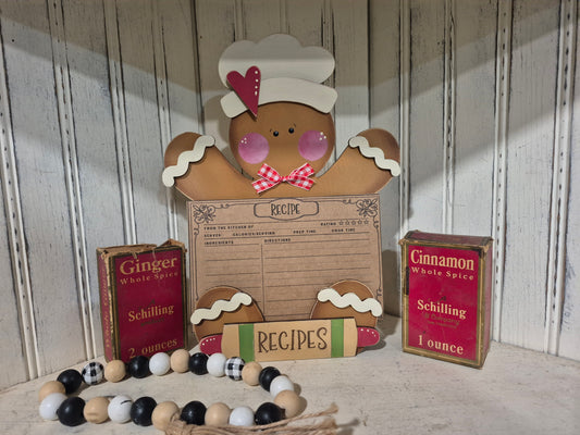 Gingerbread Recipe Card Holder DIY Wood Kit