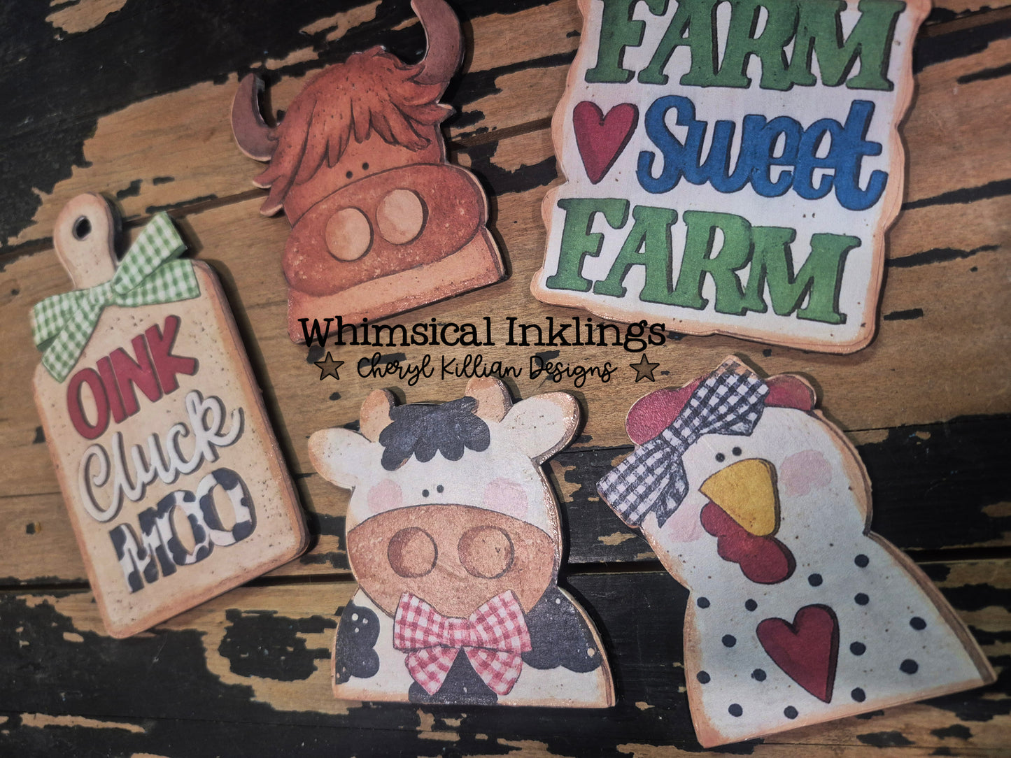 Farm Sweet Farm Magnets Modge Podge Set DIY wood kit