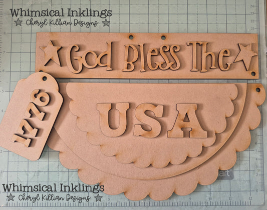 God Bless The USA Sign DIY Wood Kit